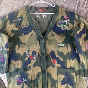 Vilagallo Army button up long cardigan sweater